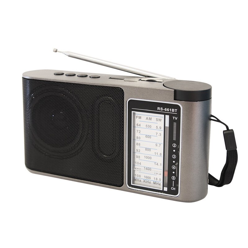 Portatile 4 bande FM. Radio professionali ad alta sensibilità Radio TV/ AW/SW con USB, lettore TF e connessione Bluetooth