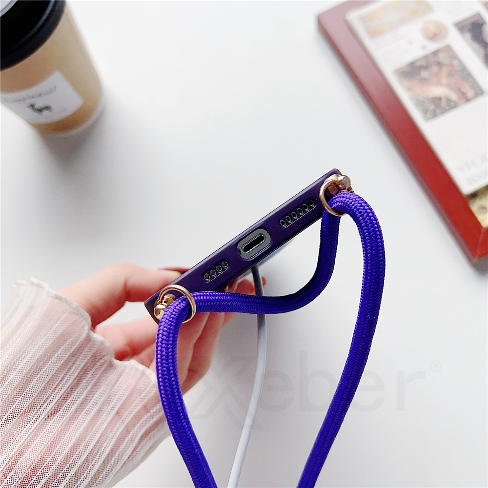 Funda magnética de silicona líquida con cordón cruzado para iPhone 16 15 Pro Max 14 13 12 11, collar para cubierta de carga inalámbrica Magsafe