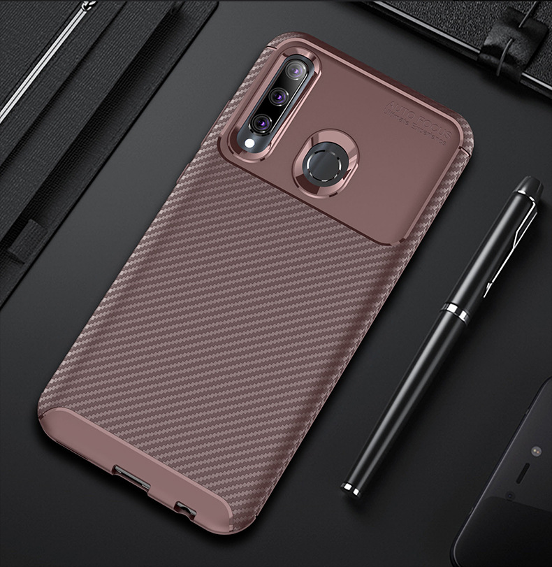 Voor Honor 20 s 20 s Cover Luxe Carbon Fiber Cover Shockproof Phone Case Voor Huawei Honor 20 s MAR-LX1H cover Flex Bumper Shell: Bruin