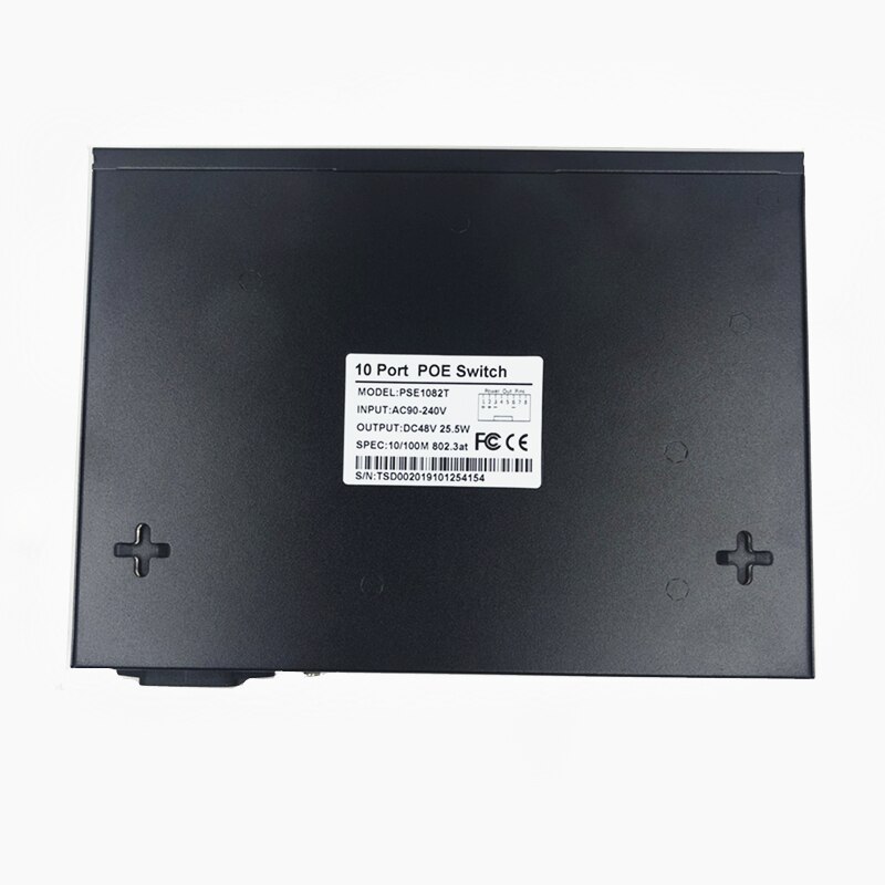 48V Ethernet Poe Switch Met 8 10/100Mbps Poort Ieee 802.3 Af/Bij Geschikt Voor Ip camera/Draadloze Ap/Cctv Camera Systeem