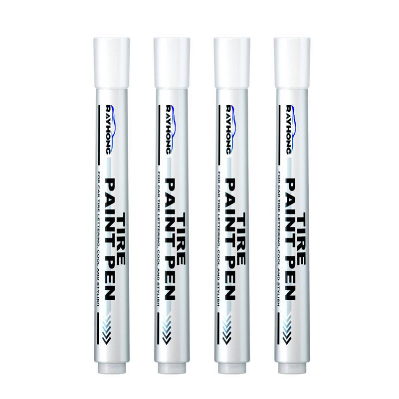 Rotulador de pintura para neumáticos, 4 piezas, rotuladores blancos, marcador de neumáticos blanco para neumáticos de coche, tinta a base de agua de Metal de goma, decoración de coche