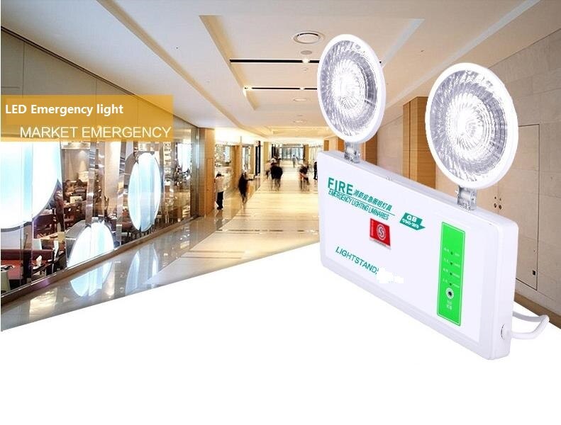 LED Double Heads Fire Emergency Light Over 90 Minutes Emergency Lighting For Supermarket Office Factory