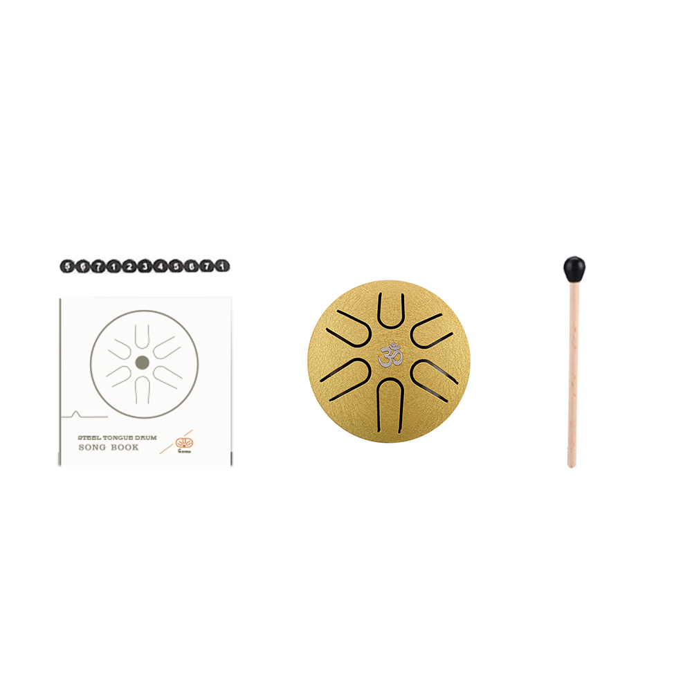 Hluru-tambor etéreo de ritmo, Mini tambor de lengüeta de acero de 3 pulgadas, 6 notas de percusión de mano, instrumento de tambor, instrumentos musicales: gold