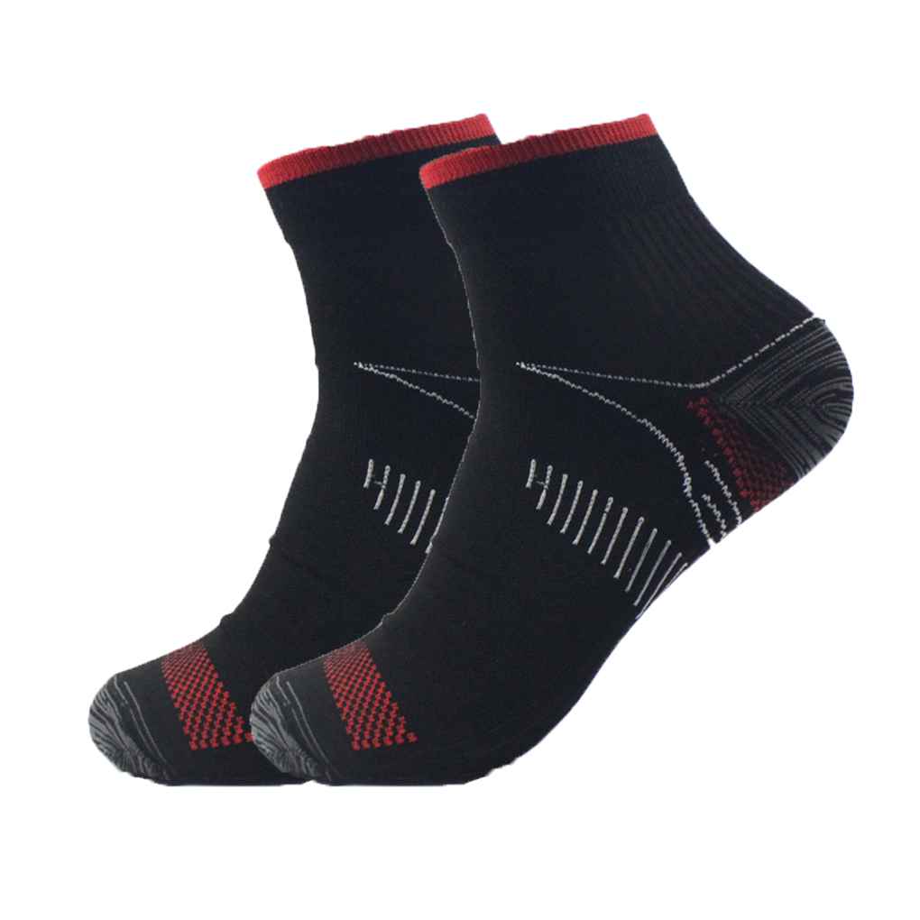 1 Pair Unisex Foot Compression Socks Anti-Fatigue Plantar Fasciitis Heel Spurs Pain Knit Socks For Men Women Sports Socks: red