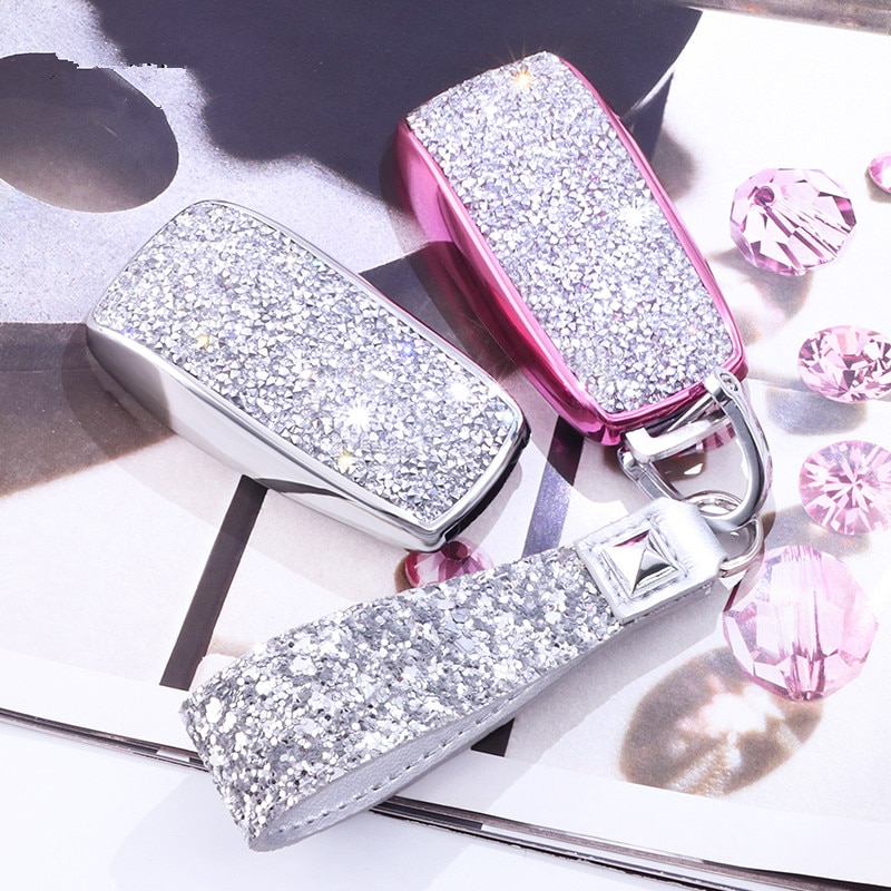 Female Luxury Diamond Crystal Shining Car Key Case Cover for Mercedes Benz E Class W213 E200 E200L E300 E300L