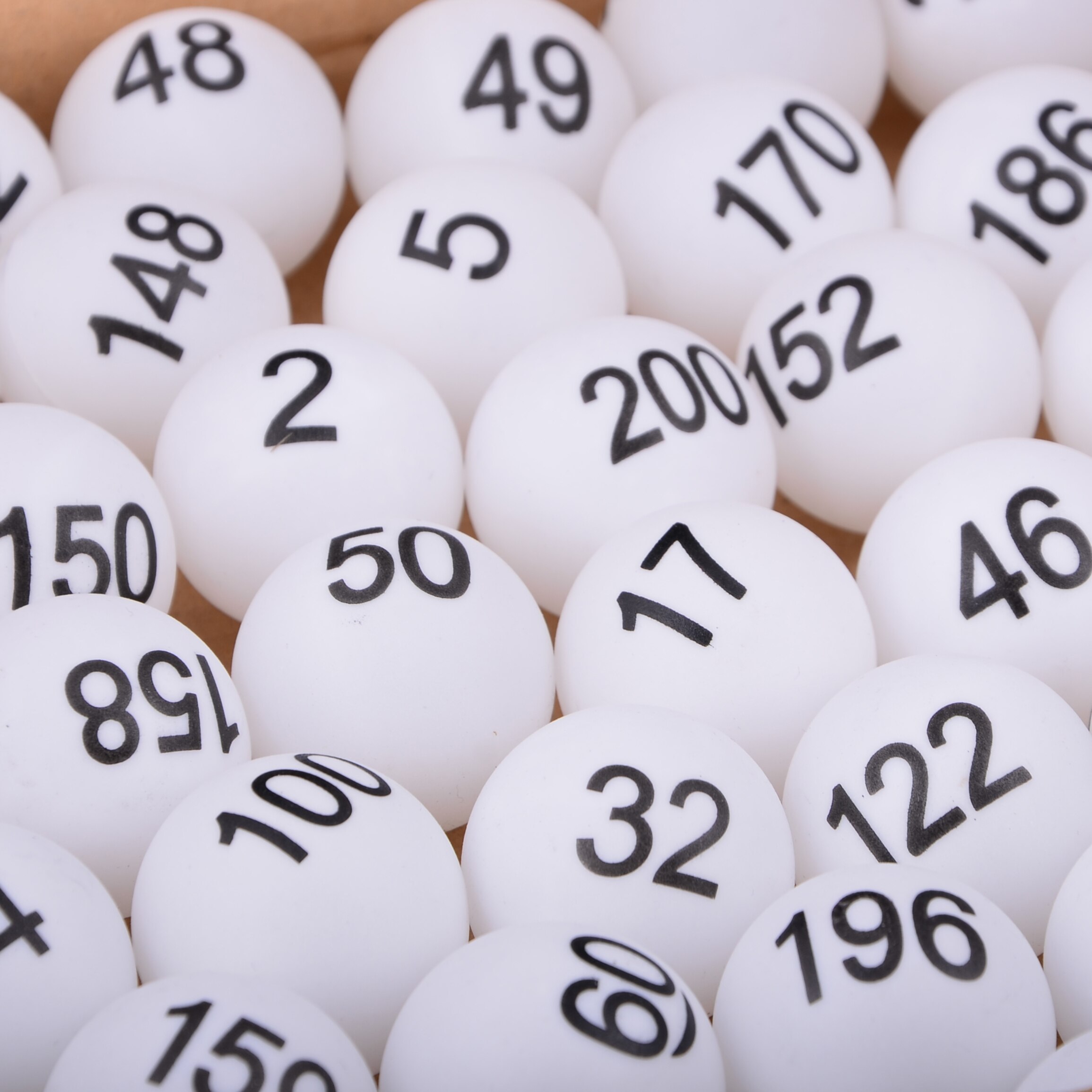 White color digital number1 to 200 game balls pingpong ball lottery draw ball