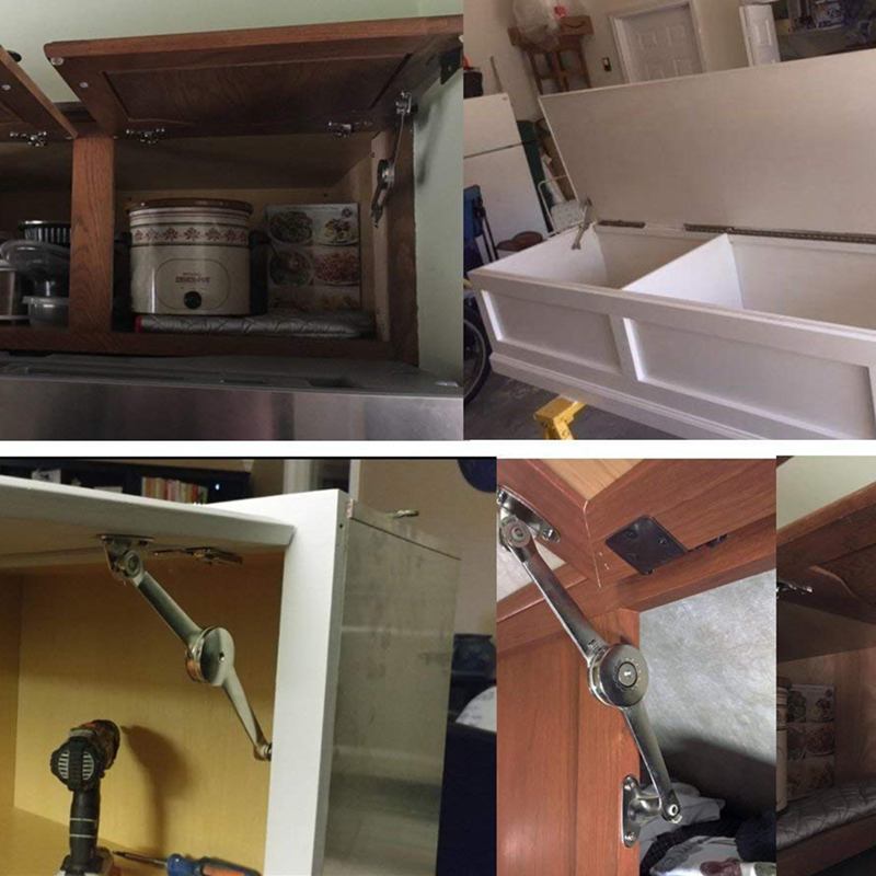 Support Hinge in Satin Nickel Lid Stay with Soft Close Toy Box Hinge Support Lids of Cabinets Cupboard Wardrobe Max Weight