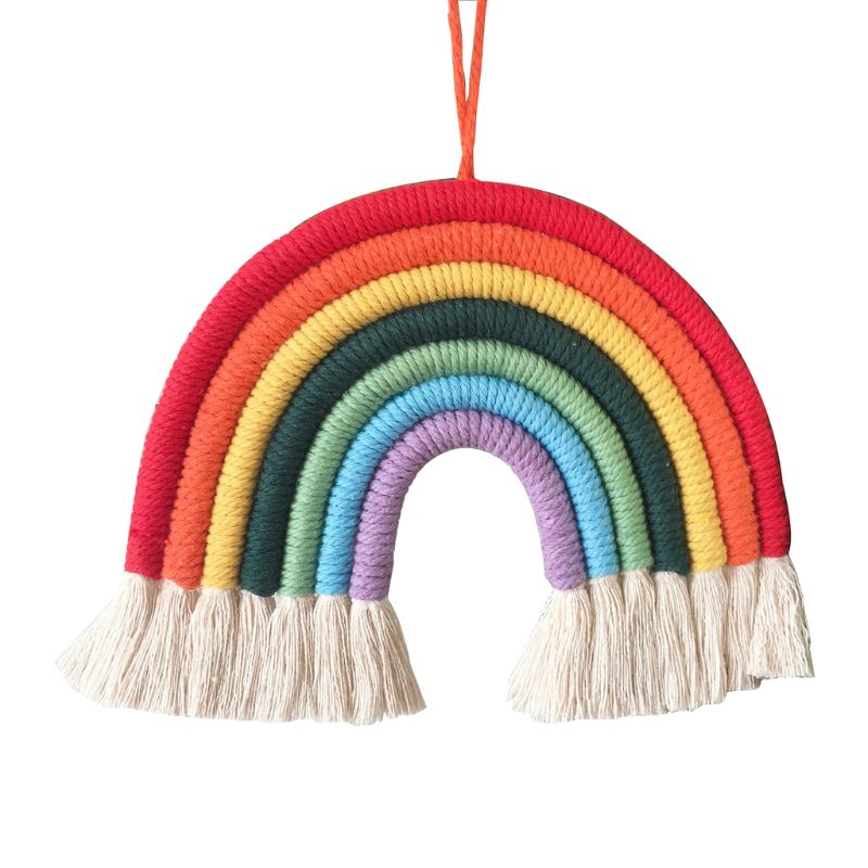 INS Nordic Hand-geweven Regenboog Tapestry Boho Rainbow Tassel Muur Opknoping Ornamenten Kinderkamer Decoratie Windgong Foto Props