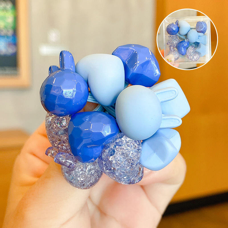 【Juego de 10 piezas】 tocados súper bonitos en caja, banda de goma para el pelo de dibujos animados para niños de color caramelo, tocado con bola de cristal: Rosa