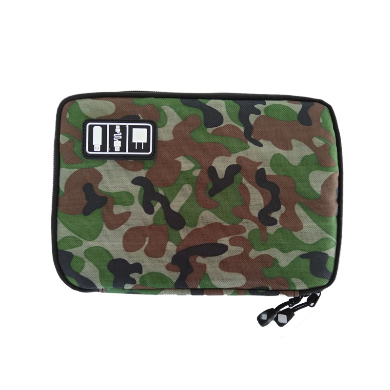 Electronic Accessories Travel Bag Nylon Mens Travel Organizer For Date Line SD Card USB Cable Digital Device Bag: Green camouflage