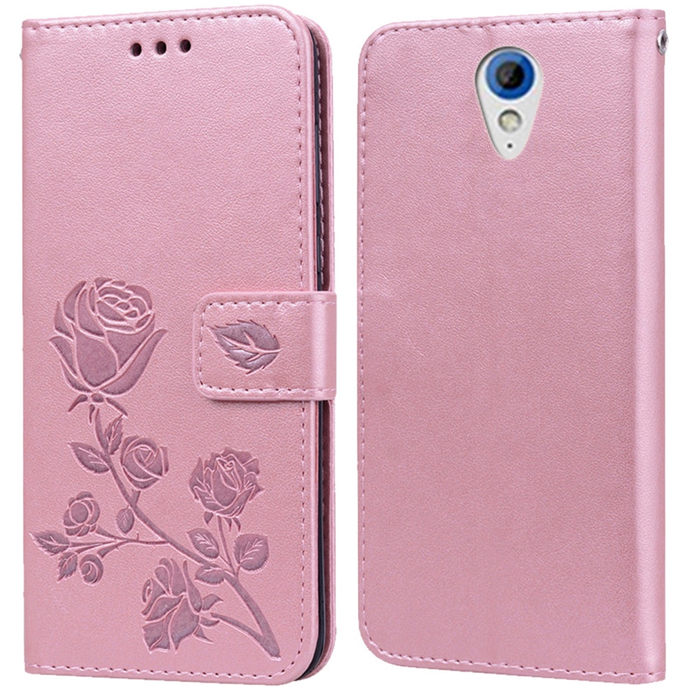 Luxe leren flip-book case voor htc desire 620 620g rozenbloem portemonnee standaard telefoonhoesje coque