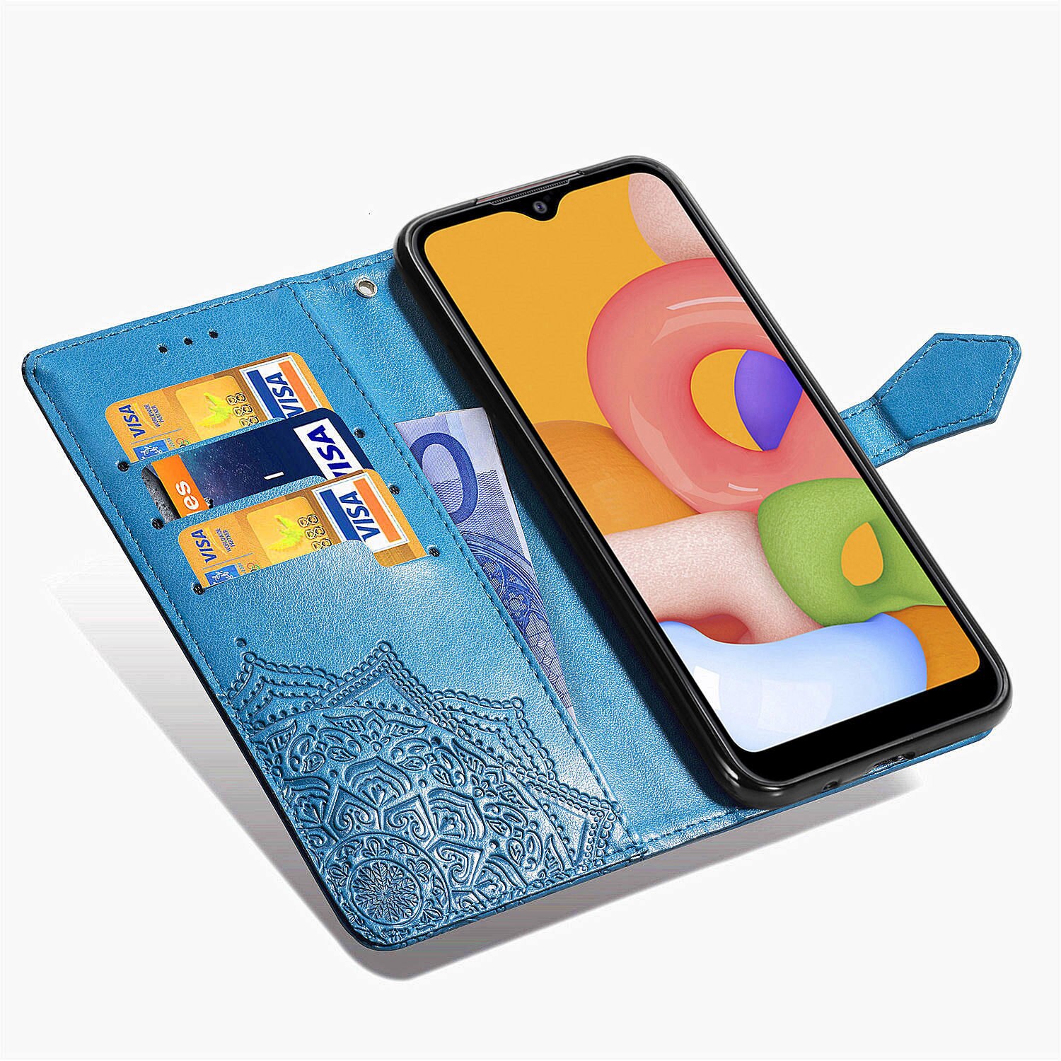 M01 Case on for Samsung Galaxy M01 Case Flip Leather 3D Mandala Flower Case For Samsung M 01 SM-M015G/DS SM-M015F/DS Case Cover