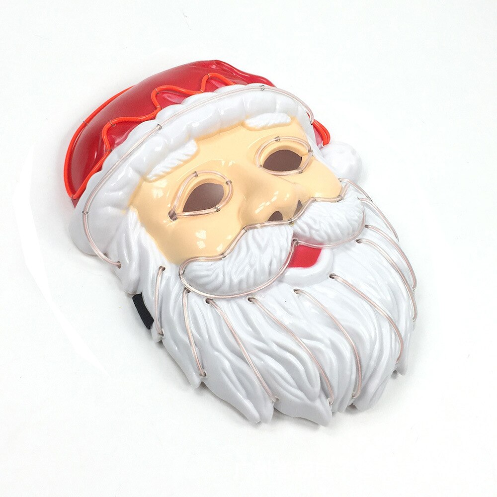 Neon LED Lighting Father Christmas Mask Santa Claus Cosplay EL Flashing Mask Kriss Kringle Mask for Christmas