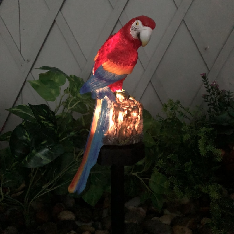 Parrot Solar Light LED Outdoor Lawn Ornament Powered Garden Bird Shape Lighting Waterproof Novelty Lamp