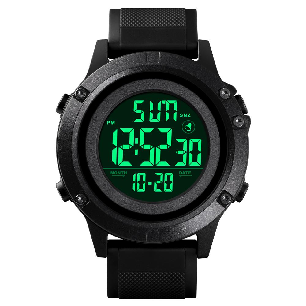Skmei sport herenhorloge 50m waterdicht alarm 12/24 uur klok led licht pu armband digitaal polshorloge relogio masculino 1508