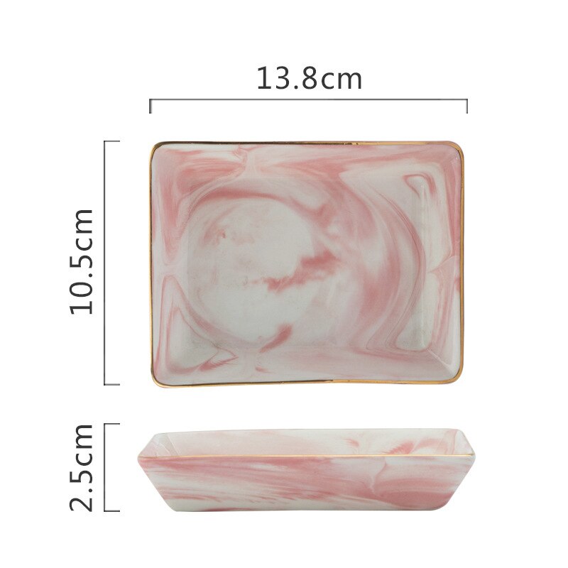 Nordic Marble Pattern Ceramic Storage Plate Kitchen Food Display Tray Rectangular Desktop Organizer: style1 S