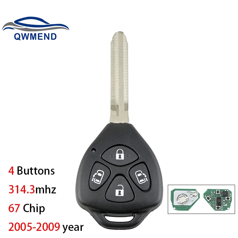 QWMEND Remote Control Car Key Fob for Toyota Alpha... – Grandado