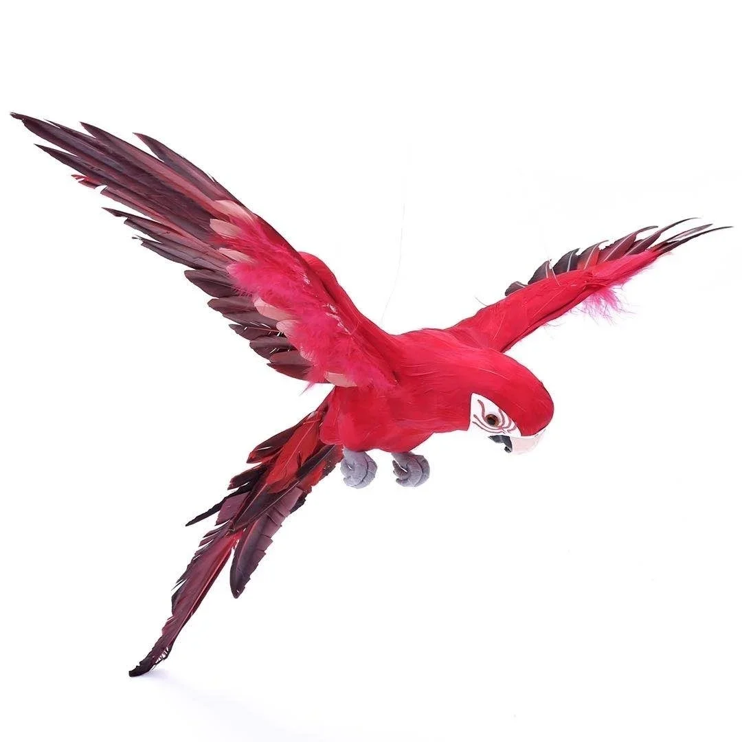 Pájaros artificiales para decoración del hogar, pájaros de simulación, loros vivos, decoración bonita para estanque al aire libre: Rojo