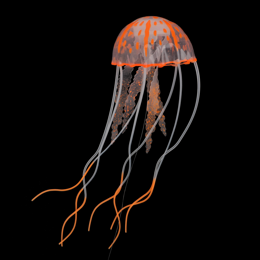 NICEYARD 1Pcs Aquarium Decor Ornament Silicone Simulated Jellyfish Glowing Artificial Vivid Jellyfish Fish Tank Decoration: Orange