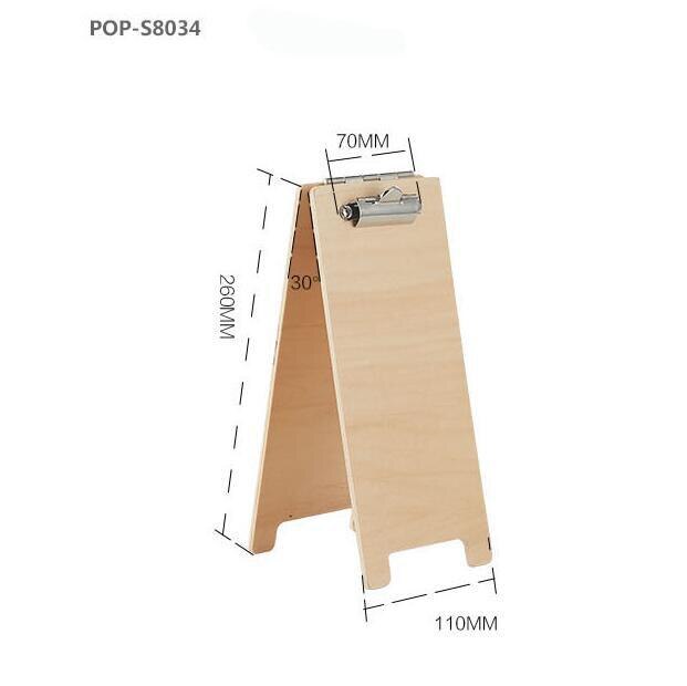 Træmenustativ papir prisskilt display bordplade liste bestillingsskilt clip label holder træplade dobbeltsidet fotoclips rack: 26 x 11cm