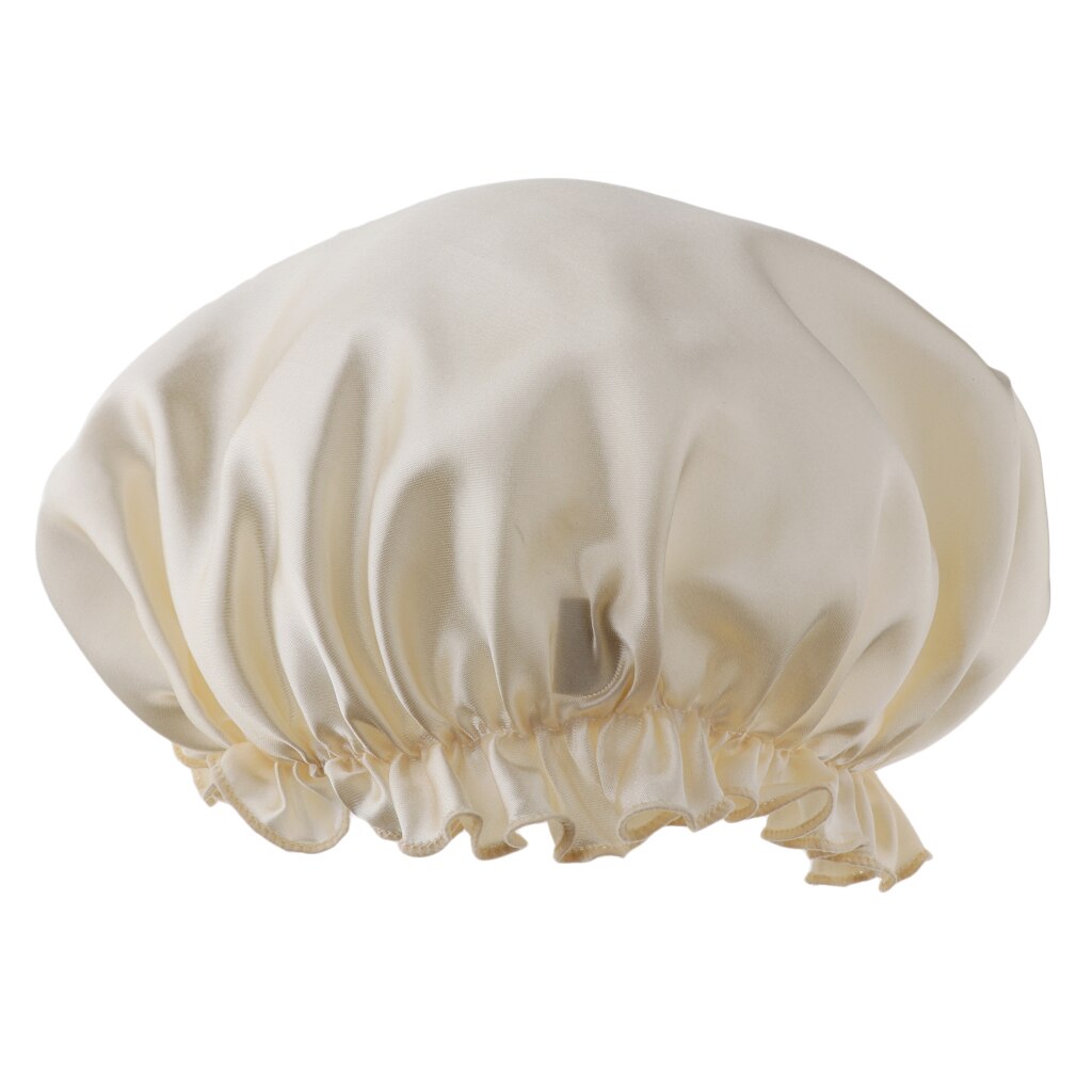 Satijnen slaapmuts dames haarverzorging muts slaapmuts hoofdbedekking wikkel: Beige