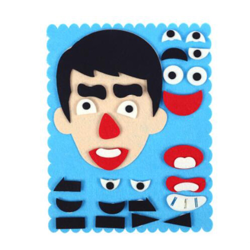 Diy Emotie Veranderen Puzzel Speelgoed Gezichtsuitdrukking Grappige Humor Non-woven Kinderen Handgemaakte Gezichtsuitdrukkingen Stickers
