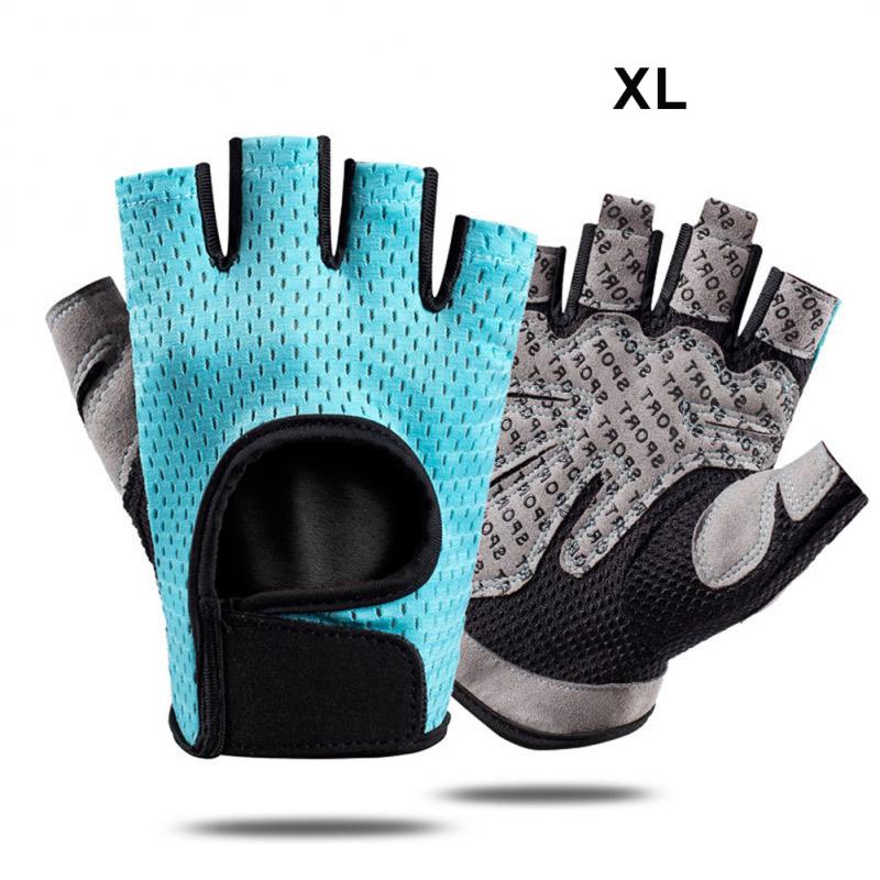 Outdoor sporthandschoenen, fietshandschoenen voor mannen en vrouwen, halfvingerige antislip, schokabsorberend, ademend, geschikt voor fitness en de fiets.: Blauw / S