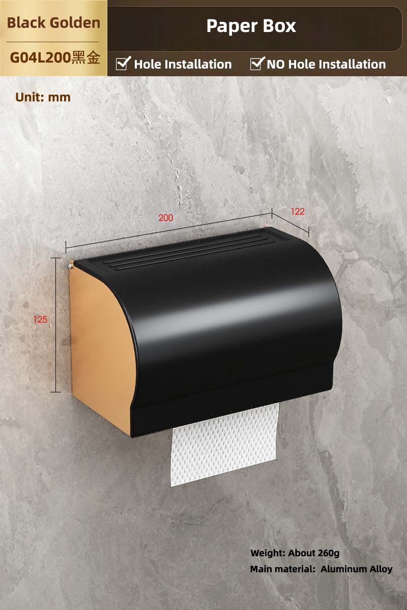 Zwart Gouden Badkamer Hardware Handdoekhouder Bar Rack Handdoek Houder Rij Haak Tissue Rack Wc Borstel Papier Houders: G04L200