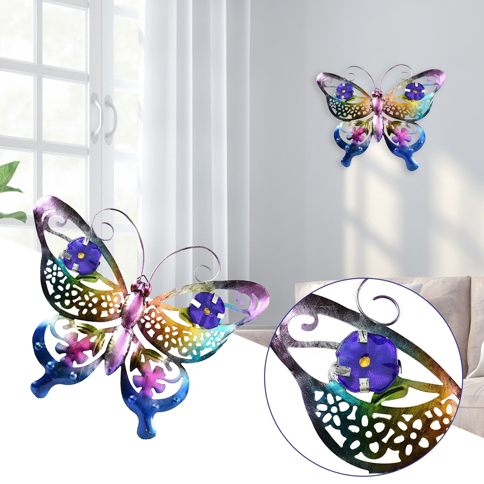 Mariposa de hierro para colgar en la pared, decoración creativa de Metal, Vintage, clásica, para dormitorio, oficina, taller, 1 ud., n. ° 4