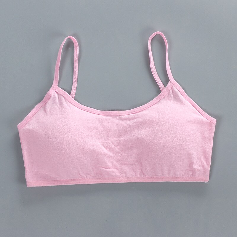 Cotton Kids Bra Wireless Training Bras Puberty Girls Underwear Girl Sport Bras Teenage Full Cup Seamless Underwear 8-15Y: Pink