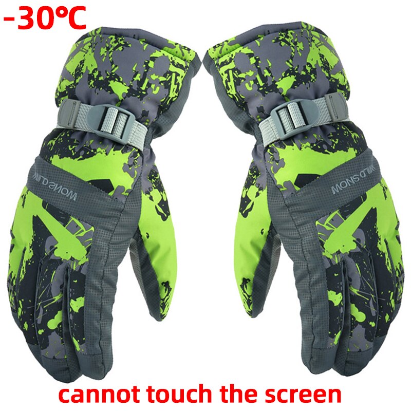 Guantes de esquí para hombre, manoplas de lana para Snowboard, Motociclismo de invierno, resistentes al viento, impermeables, Unisex, con pantalla táctil