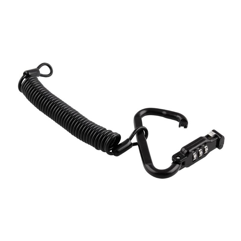 Tough Motorcycle Helmet Lock with Black Combination Pin Locking Carabiner Device