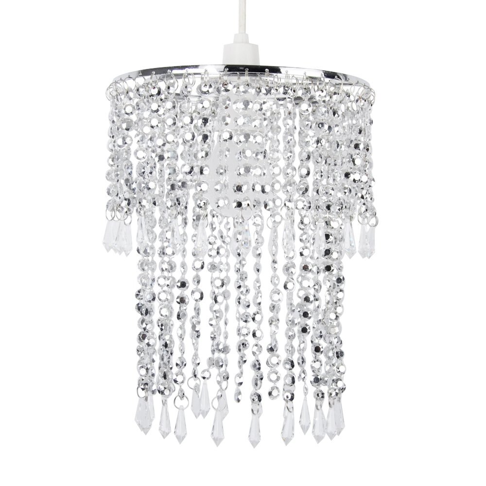 Moderne Fonkelende Chrome Acryl Crystal Jewel Bead Effect Plafond Hanglamp Schaduw