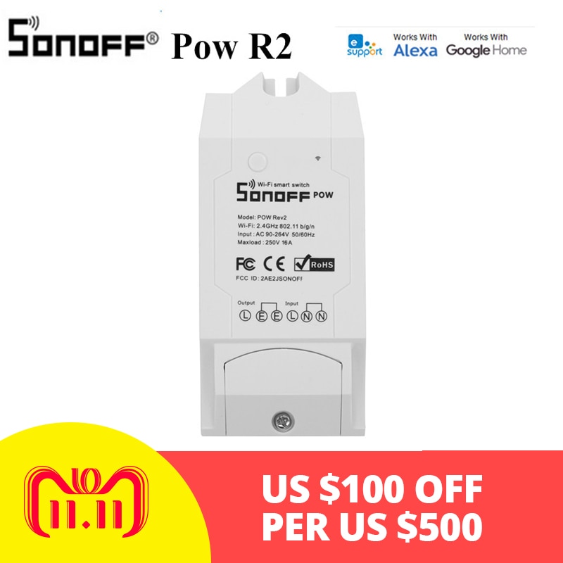 Sonoff Pow R2 16A Wifi Smart Switch Mit Höher Genauigkeit Monitor Energie Verbrauch Smart Home Power Mess Arbeitet Mit Google hause