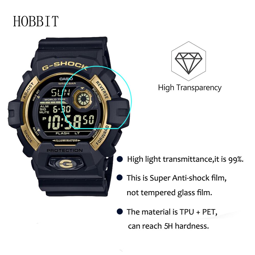 3Pcs 5H Anti-Scratch Protection Film For Casio G-SHOCK G-8900GB G-8900GB-1 SmartWatch Screen Protector Nano Explosion-proof Film