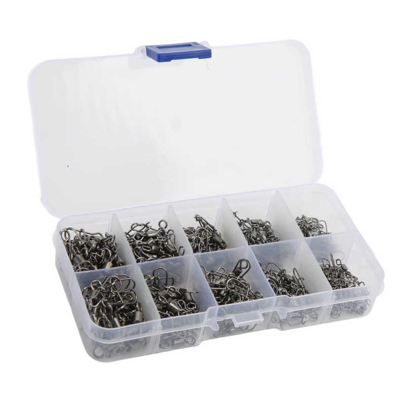 Fishing Line Connector Fishing Swivels Snaps Set Bearing Structure with Safety Snaps for Saltwater and Freshwater