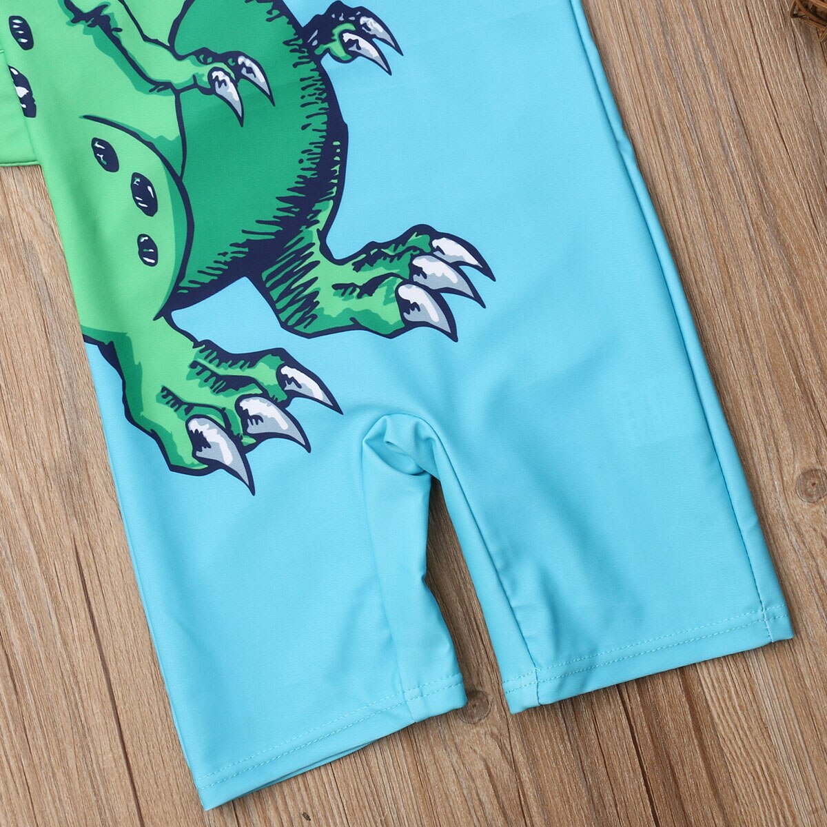 1-6Y Baby Boys Cute Cartoon Dinosaur Printed Swimsuit with Hat Kids Children Summer Beach Casual Swimwear Beachwear Bathing Suit