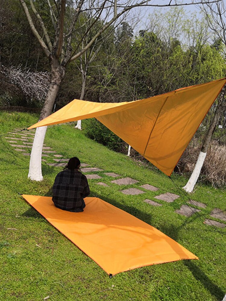 Outdoor Camping Rhombus Awning Silver-coated Waterproof Multi-function Rodless Awning Camping Tent Ground Cover Awning