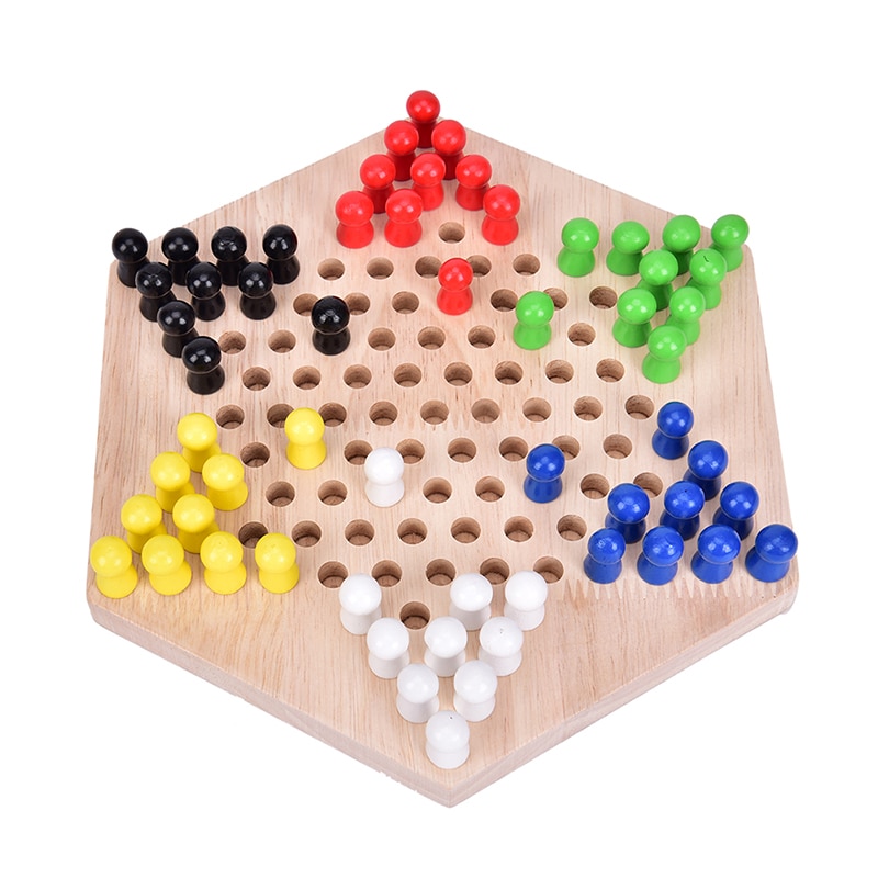 Meest Populaire Traditionele Hexagon Houten Chinese Checkers Familie Game Set 1 Set