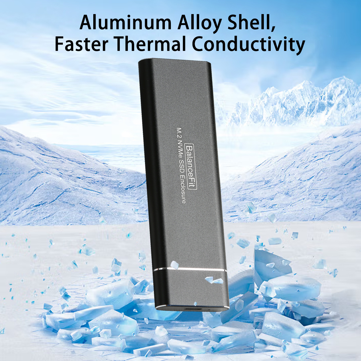 Portable M.2 NVMe SSD Enclosure Tool-Free USB External 10Gbps M.2 NVMe to USB Adapter Support UASP for PCIe NVMe SSD Case Box