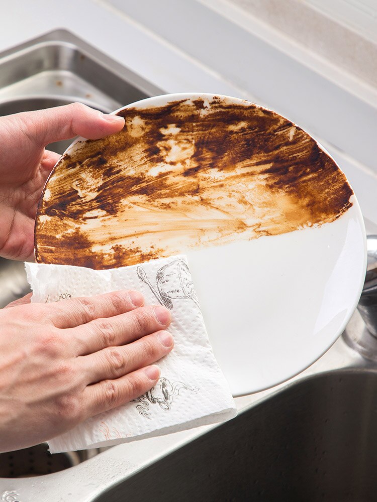 2 pieces/lot Disposable Kitchen Cleaning Tools Two-layer Thickened Paper Towels / Oil Absorption Kitchen Roll Paper / 56 Sheets