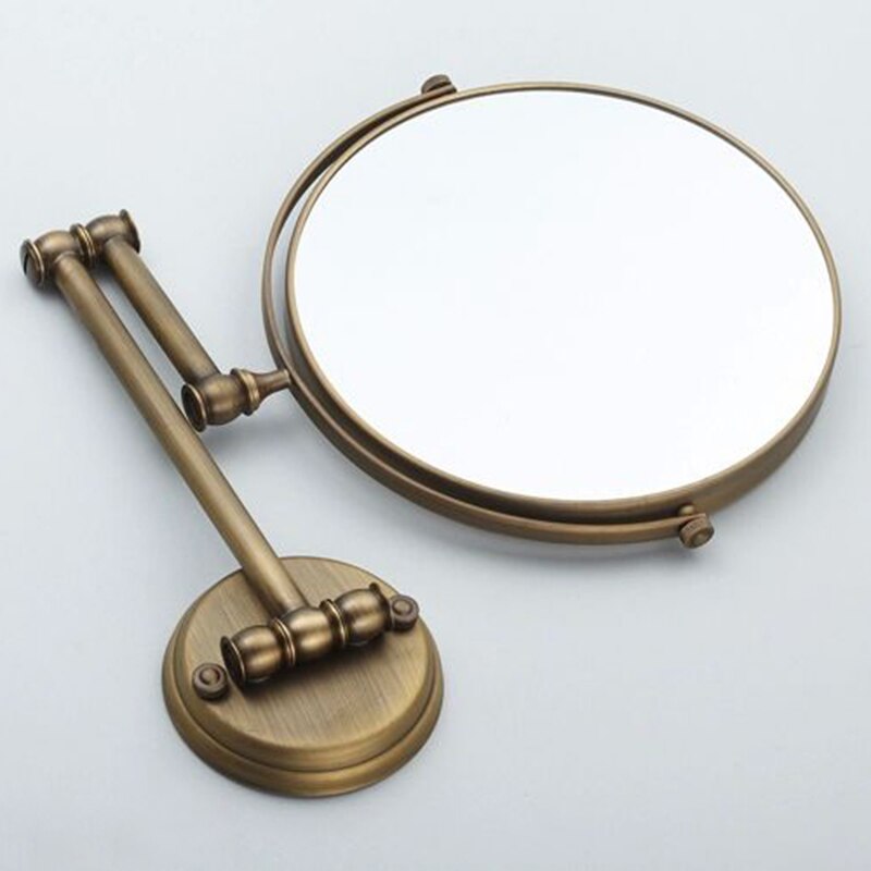 OWOFAN Bath Mirrors Rotating Antique Copper Retractable 2 Side Bathroom Wall Mirror 3 Magnifying Bath Makeup Round Mirror 1506F