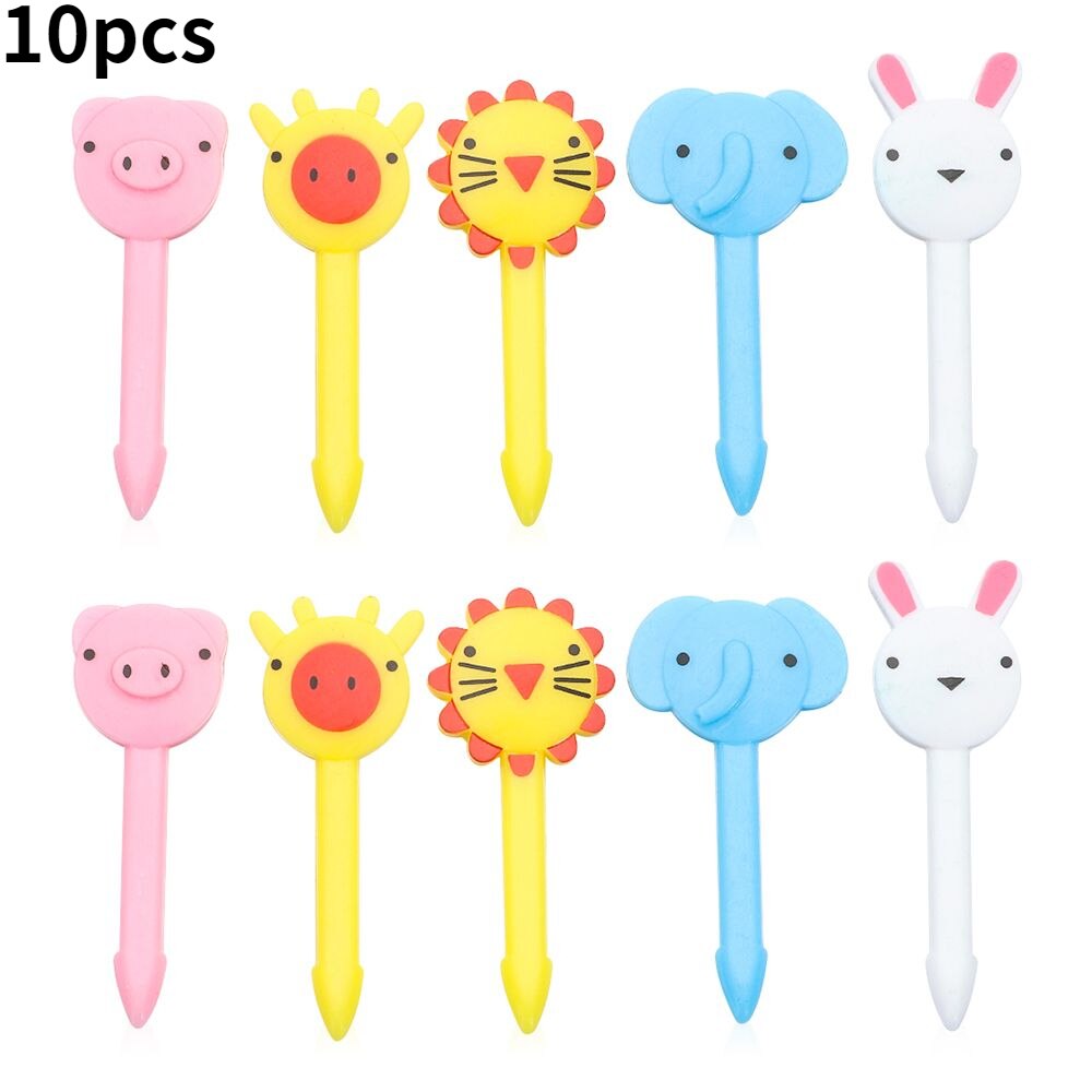 10/30Pcs Bento Gemüse Geschirr Nette Mini Kleinkind Kinder Obst Gabeln Zahnstocher Kinder Essen Picks Cartoon Tier Bauernhof: 10