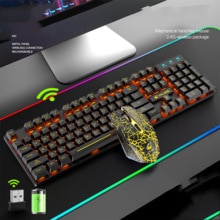 Teclado mecánico LED USB inalámbrico para juegos, Juegos de pc retroiluminado para razer, tableta, kit de teclados, PC mecánico