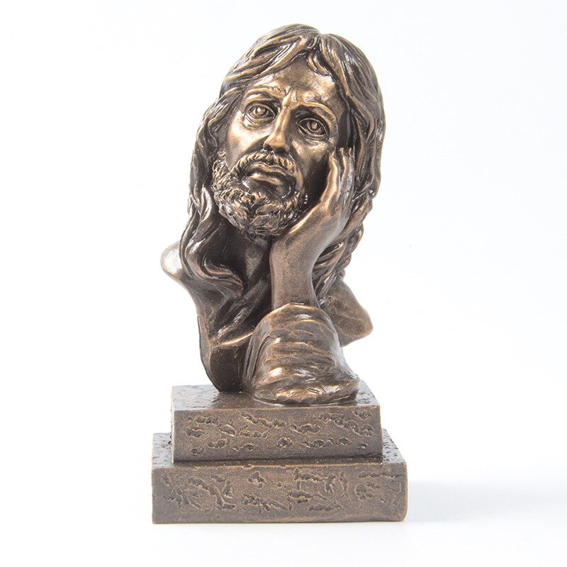 Estatua de Jesús de imitación de bronce, resina, Jesús, Cruz, iglesia, decoración del hogar, adornos de: 4