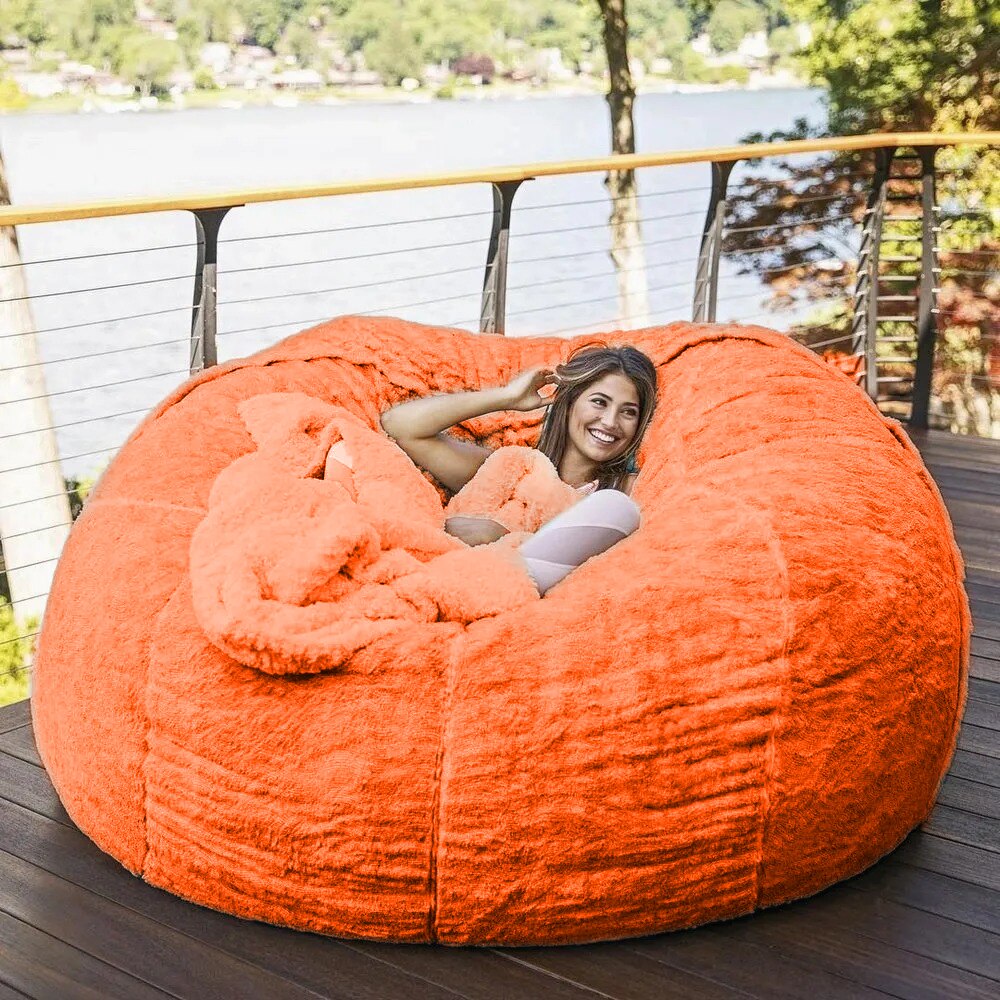 Stil kæmpe sækkestol sofa betræk blødt og behageligt fluffy pels sækkestol sovesofa doven sofa hvilestol pudebetræk