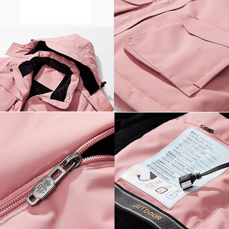 PARATAGO-Chaqueta de calefacción inteligente para mujer, abrigo de lana con carga USB para exteriores, ropa de escalada a prueba de viento, P1233