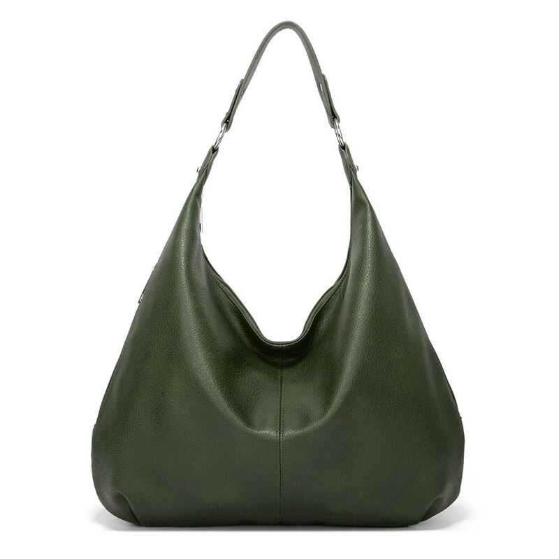 Funmardi Vintage Weibliche Schulter Taschen Patchwork PU Leder Frauen Tasche Hobo Damen Handtasche Große Casual Tote Taschen WLHB2181: green