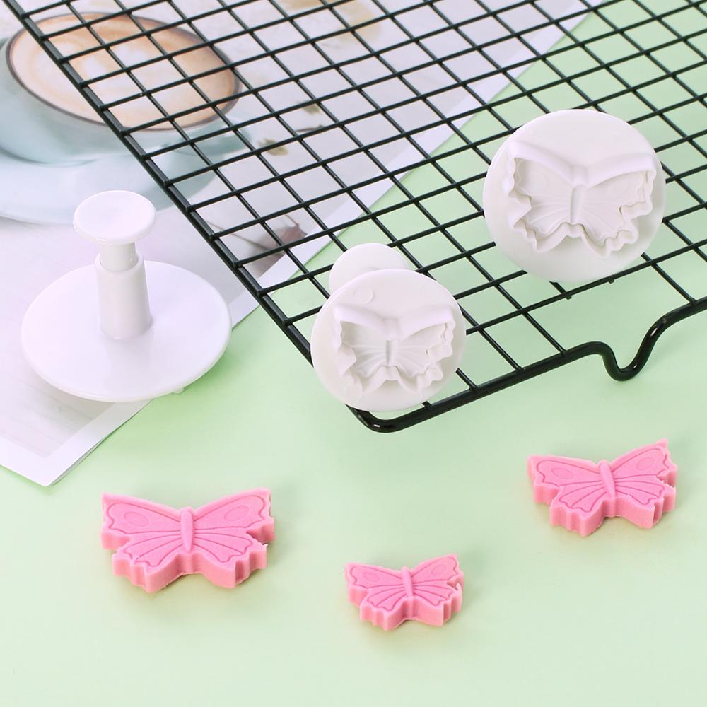 3 PCS Facemile Plastic Butterfly Cake Biscuit Fondant Decorating Cookie Plunger Cutter DIY Kerst Bakvorm Decorating 01061