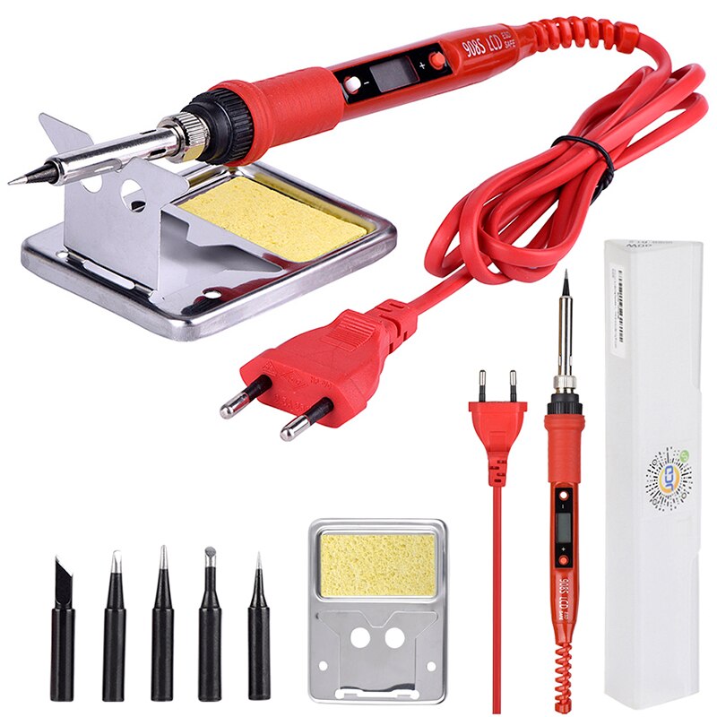 JCD Soldering Iron Tin Electric 80W 220V Adjustable Temperature Welding Tool Soldering Iron Stand Soldering Set for Diy Kit: 908S-1 / EU